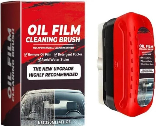 Oil Film Cleaning Brush & Car Glass Cleaner | Windshield Defogger & Stain Remover for Interior & Exterior | Anti-Mist, Oil Stain Remover for Car Windows, Mirrors & Glass